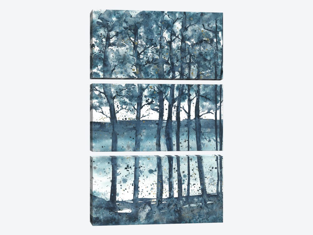 Blue Abstract Trees At Sunset by Ana Ozz 3-piece Canvas Art