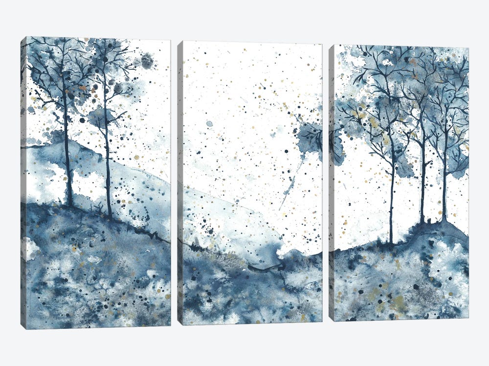 Blue Abstract Trees In Mountains by Ana Ozz 3-piece Canvas Print