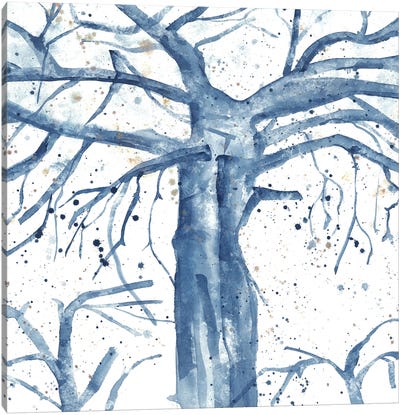 Blue Abstract Tree Canvas Art Print - Ana Ozz