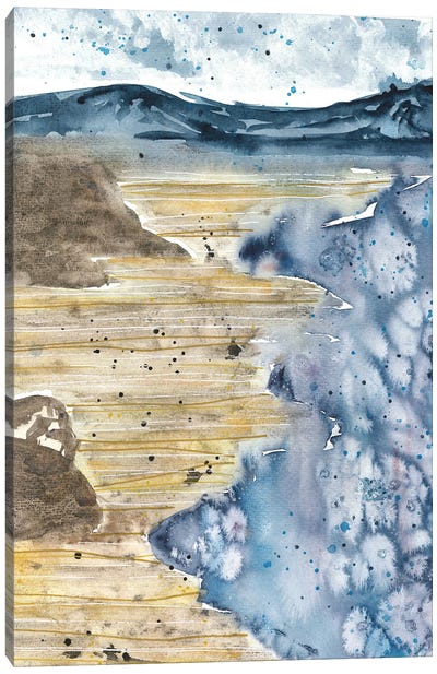 Blue Sea Landscape And Mountains Canvas Art Print - Ana Ozz