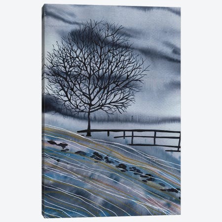 Winter Blue Landscape, Tree Canvas Print #AOZ77} by Ana Ozz Canvas Art Print