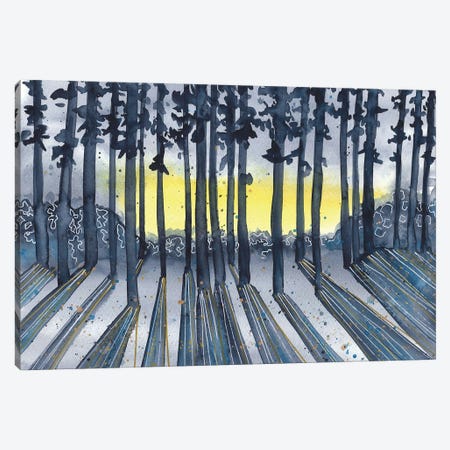 Blue Sunset In The Forest Canvas Print #AOZ78} by Ana Ozz Canvas Wall Art