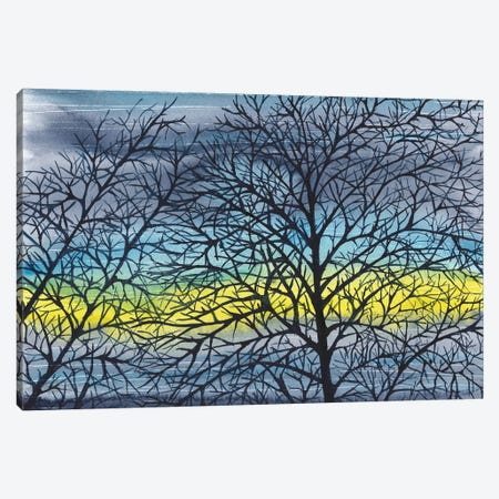 Bright Sunset, Blue Landscape Canvas Print #AOZ81} by Ana Ozz Canvas Art Print
