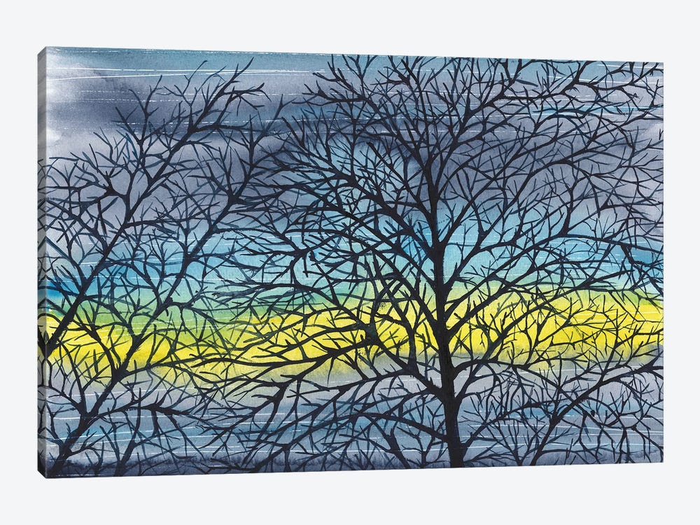 Bright Sunset, Blue Landscape by Ana Ozz 1-piece Canvas Art Print