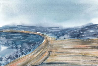 Blue Lake Coast, Blue Landscape by Ana Ozz canvas print