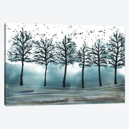 Morning Blue Forest, Watercolor Landscape Canvas Print #AOZ85} by Ana Ozz Canvas Art
