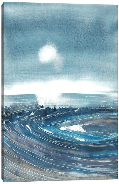 Reflection In Lake. Blue Landscape Canvas Art Print - Ana Ozz