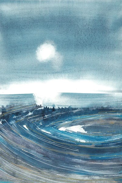 Ana Ozz: Reflection In Lake. Blue Landscape by Ana Ozz