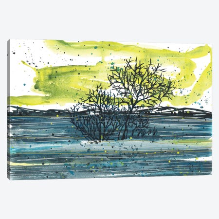 Blue Sunny Watercolor Landscape, Trees Canvas Print #AOZ89} by Ana Ozz Canvas Art Print