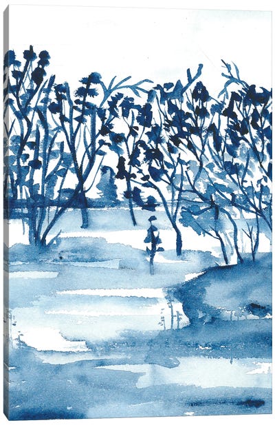 Watercolor Light Blue Canvas Art Print - Subtle Landscapes