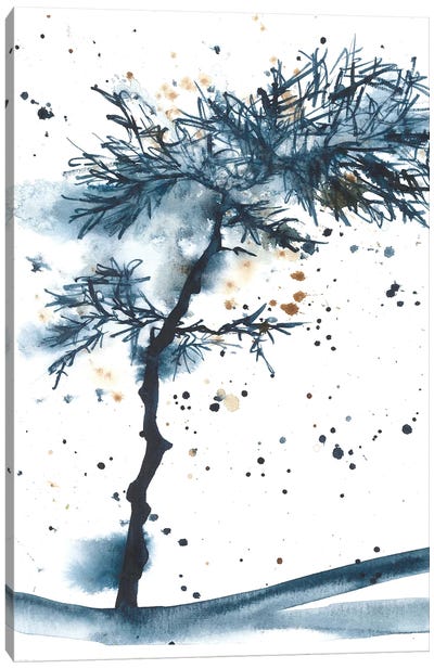 Abstrac Blue Tree, Watercolor Landscape Canvas Art Print - Ana Ozz
