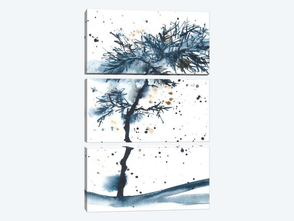Abstrac Blue Tree, Watercolor Landscape by Ana Ozz 3-piece Canvas Art Print