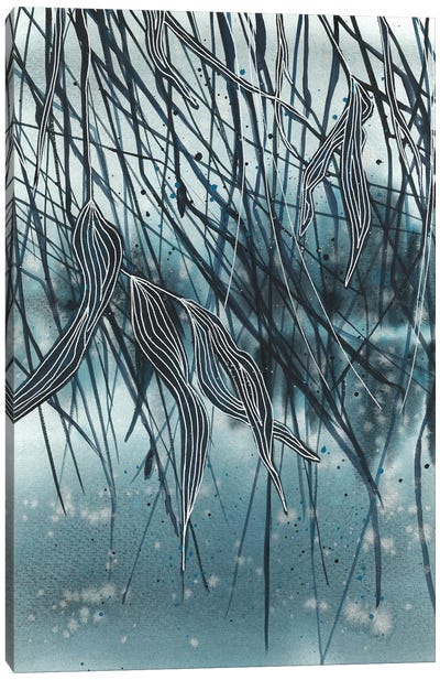 Lake Blue Landcape, Tree Leaves Canvas Art Print - Ana Ozz