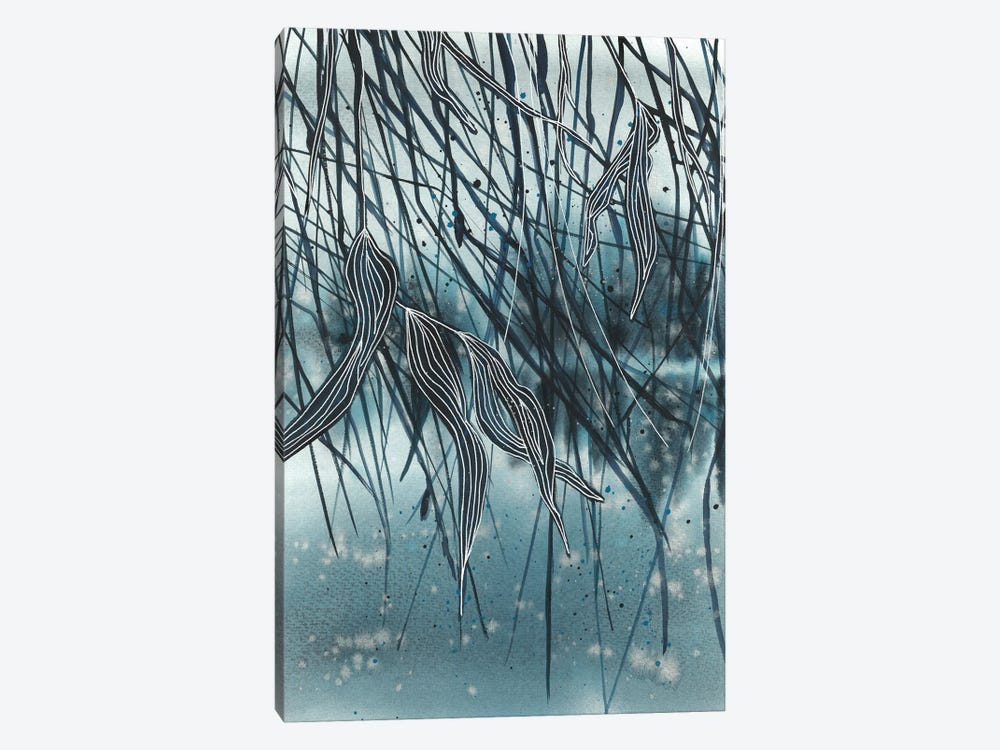 Lake Blue Landcape, Tree Leaves by Ana Ozz 1-piece Canvas Art