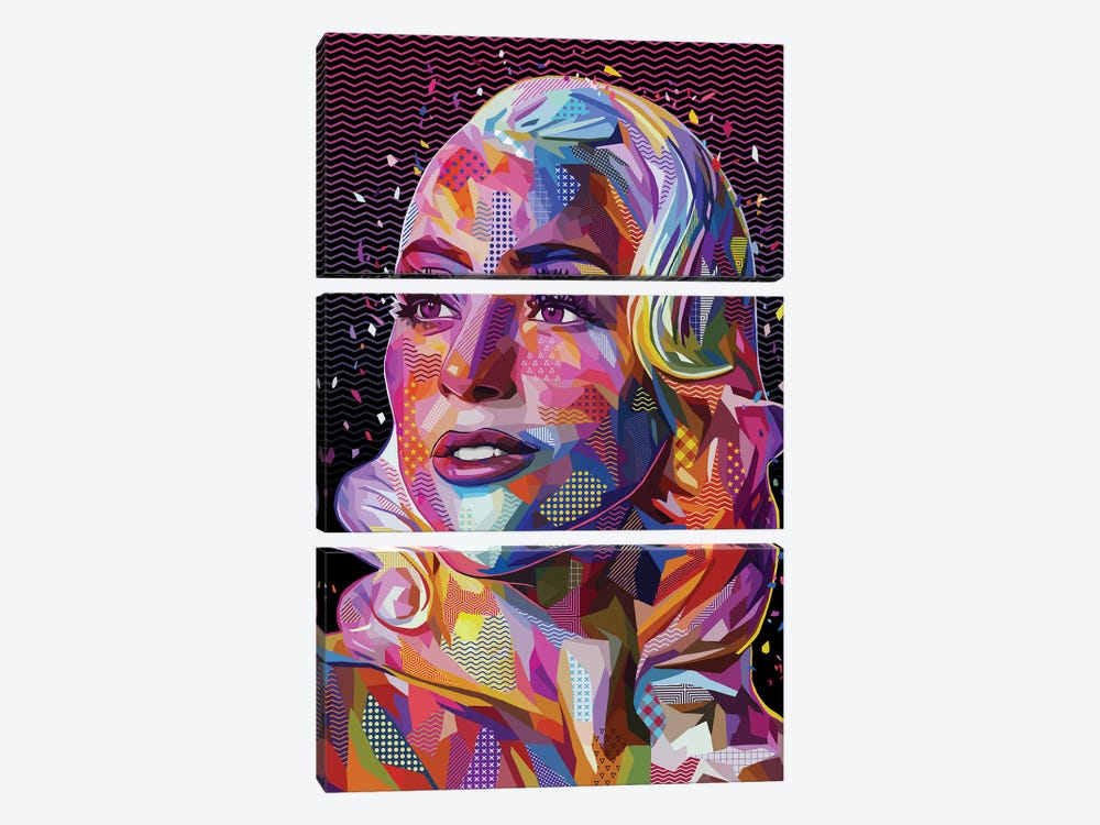 Lady Gaga Pop by Alessandro Pautasso 3-piece Canvas Wall Art