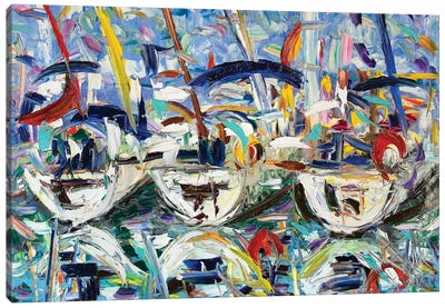 Three Reflected Boats Canvas Art Print - Antonino Puliafico
