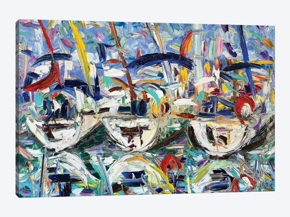 Three Reflected Boats by Antonino Puliafico 1-piece Canvas Wall Art