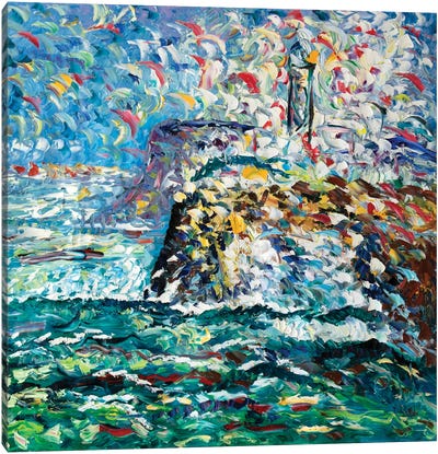 Lighthouse With Waves Canvas Art Print - Antonino Puliafico