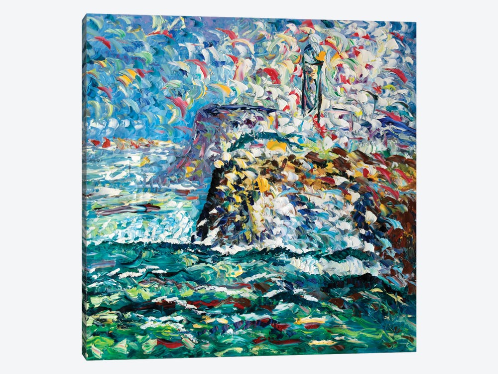 Lighthouse With Waves by Antonino Puliafico 1-piece Canvas Art Print