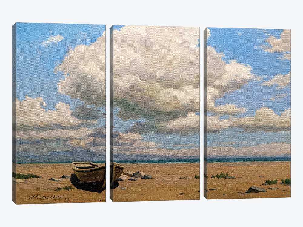Deserted Beach by Andrey Pingachev 3-piece Canvas Print