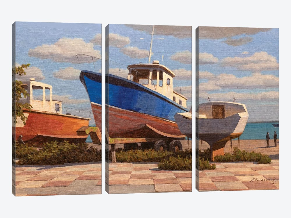 Old Dock by Andrey Pingachev 3-piece Canvas Art