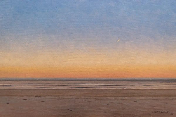 Large Coastal Art - Canvas Prints: Morning Moon by Andrey Pingachev
