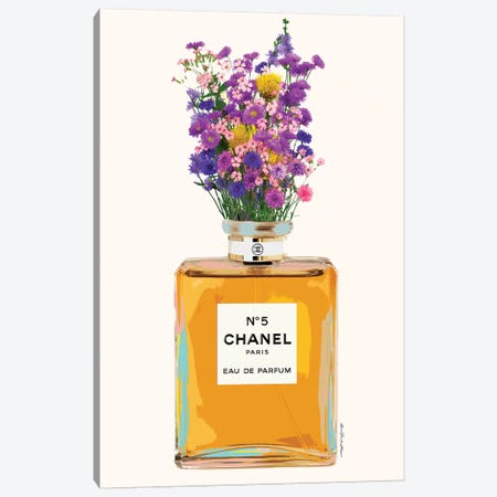 Chanel And Flowers Canvas Print #APH19} by Ana Paula Hoppe Canvas Art Print