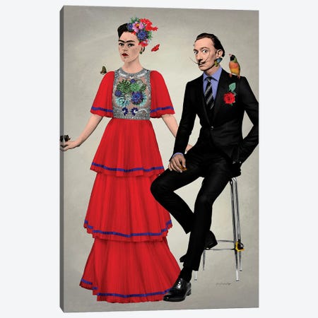 Frida & Dali Canvas Print #APH27} by Ana Paula Hoppe Canvas Print