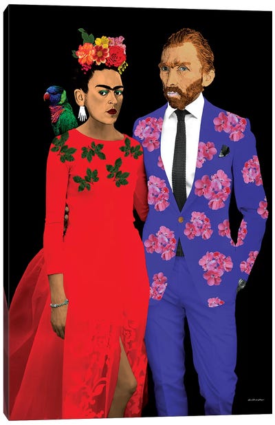 Frida & Van Gogh Canvas Art Print - Frida Kahlo