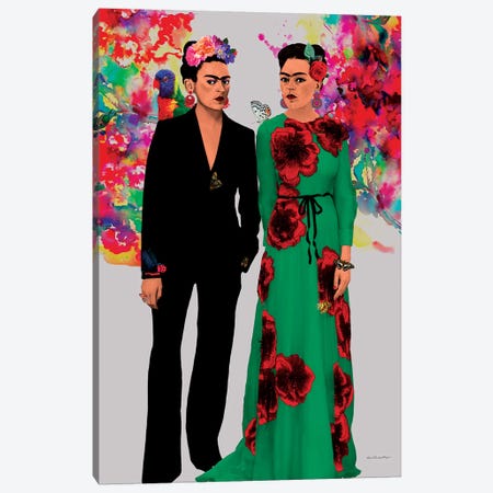 Frida Kahlo Lovers Canvas Print #APH29} by Ana Paula Hoppe Canvas Artwork