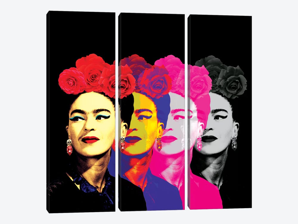 Fridas On Black by Ana Paula Hoppe 3-piece Canvas Artwork