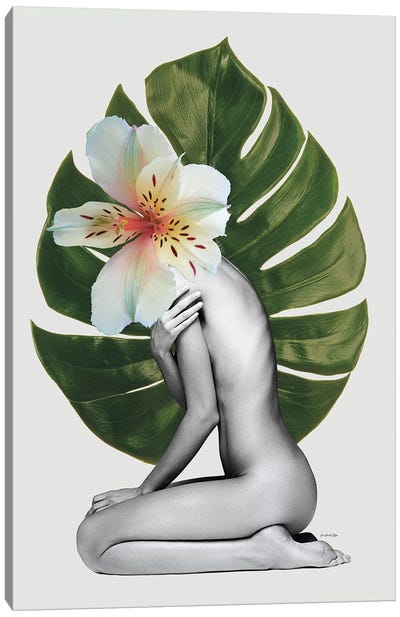 My Body, My Rules Canvas Art Print - Floral Portrait Art