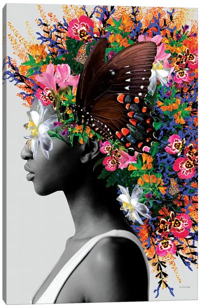 Samba De Verão Canvas Art Print - Floral Portrait Art