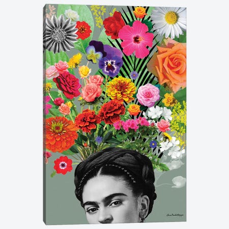 Frida & Flor Canvas Print #APH62} by Ana Paula Hoppe Canvas Wall Art