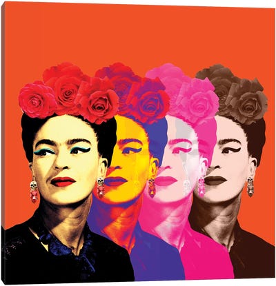 Fridas Orange Canvas Art Print - Similar to Andy Warhol