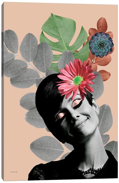 Audrey Rosé Canvas Art Print - Audrey Hepburn