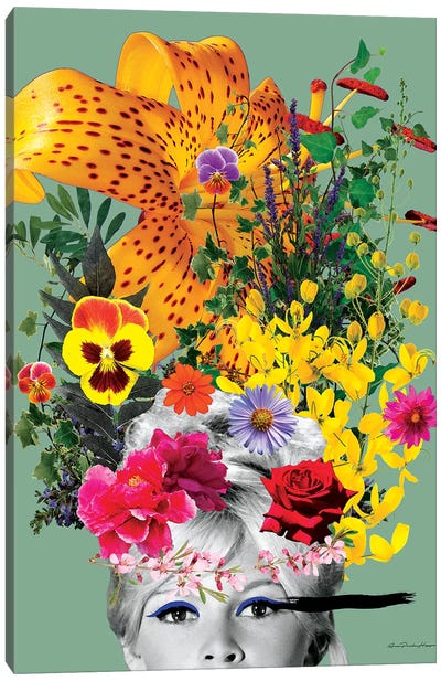 Bardot Flowers Canvas Art Print - Brigitte Bardot