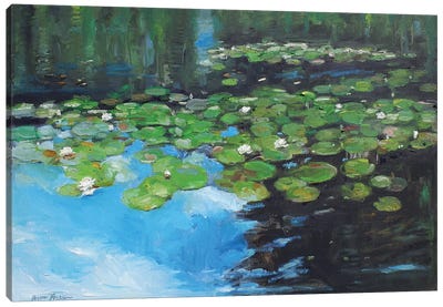 Marsh Lilies Canvas Art Print - Marsh & Swamp Art