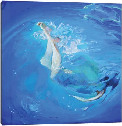 Mid Summer Canvas Art Print - Swimming Art