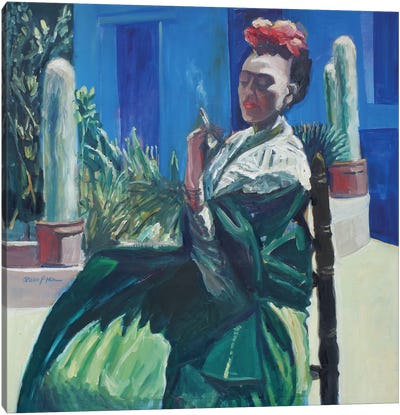 Blue Smoke Canvas Art Print - Similar to Frida Kahlo