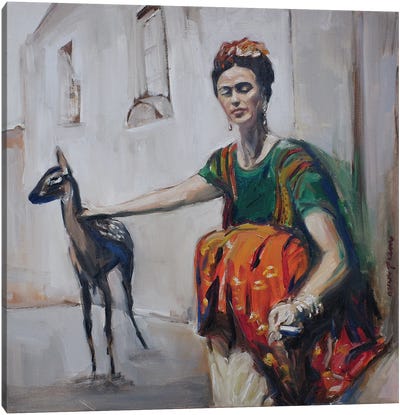 Frida And Granizo Canvas Art Print - Similar to Frida Kahlo