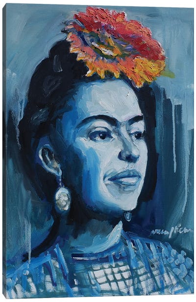 Frida Looking Canvas Art Print - Arun Prem