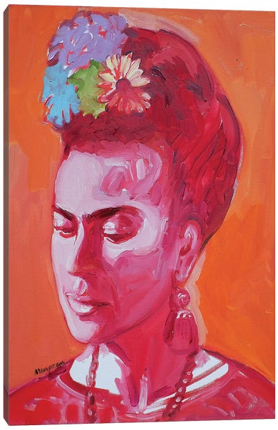 Frida Looking In Canvas Art Print - Frida Kahlo