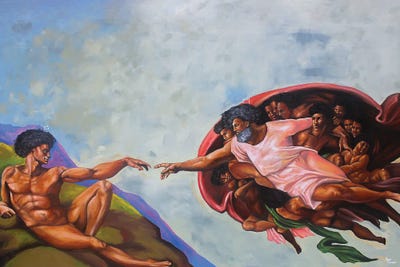 The Creation Of Adam by Aluu Prosper framed canvas print