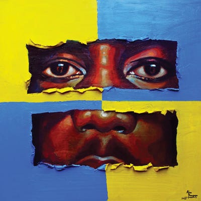 Composition V by Aluu Prosper framed canvas print