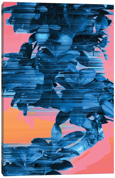 Fast Blue Tree Canvas Art Print - Glitch Effect