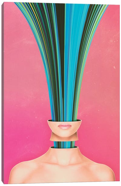 My Other Face Is A Cactus Canvas Art Print - Glitch Effect