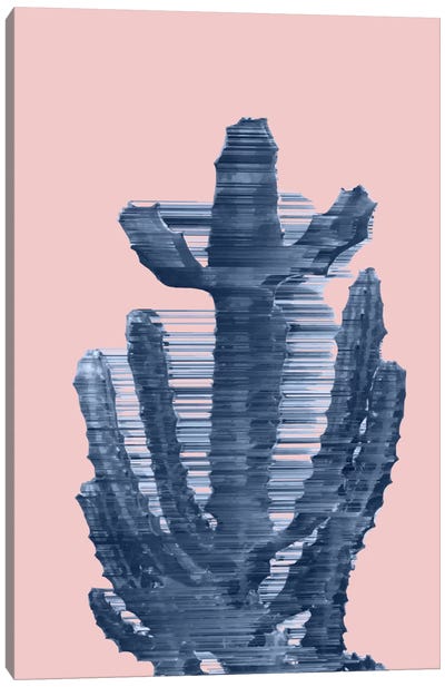 Totally Trendy Cactus Canvas Art Print - Glitch Effect