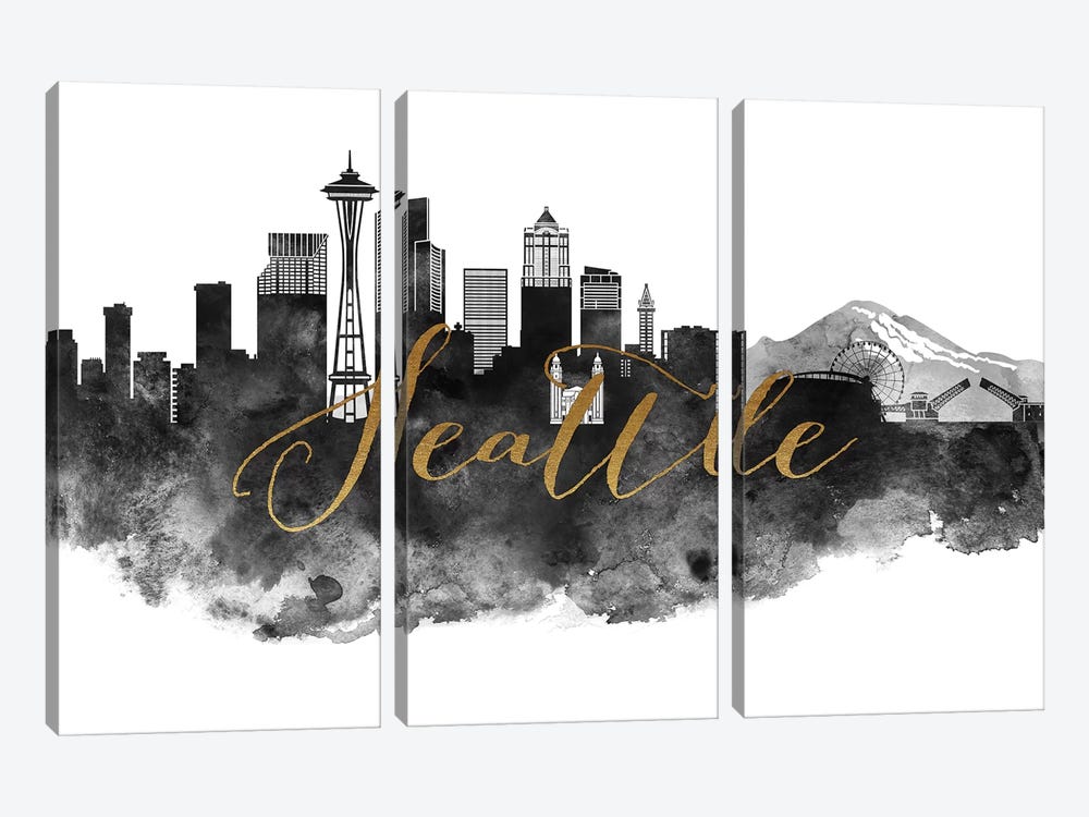 Seattle in Black & White by ArtPrintsVicky 3-piece Art Print