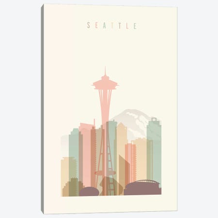 Seattle Pastels in Cream Canvas Print #APV101} by ArtPrintsVicky Canvas Artwork